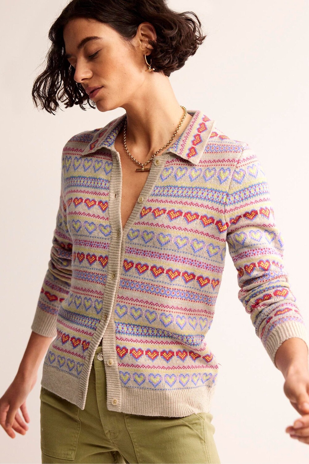 

Кардиган Eliza с узором в виде сердечек в виде островков Boden, мультиколор