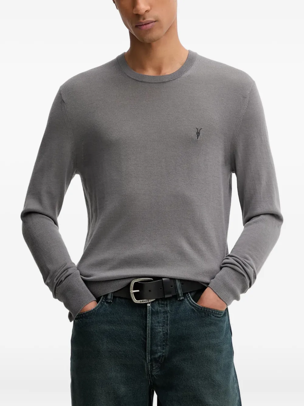 

Укороченный пуловер с логотипом Mode Allsaints, серый