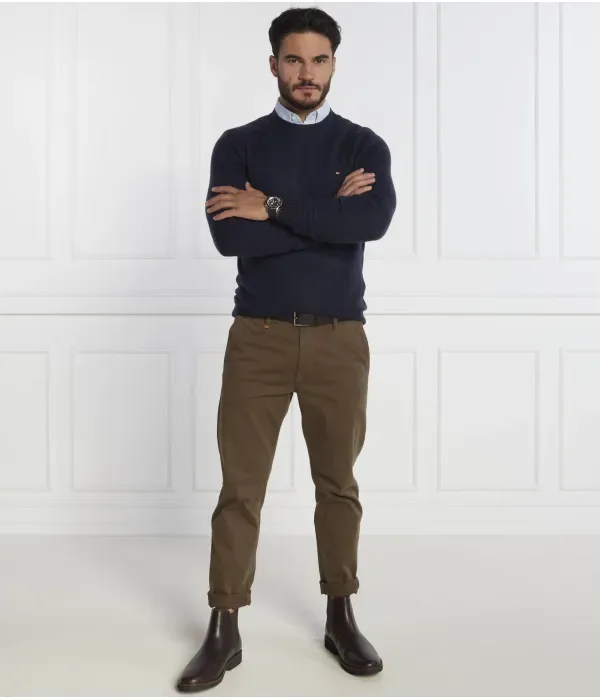Шерстяной свитер с круглым вырезом из мериносовой шерсти MULTI HTR regular fit Tommy Hilfiger, темно-синий — фото 2