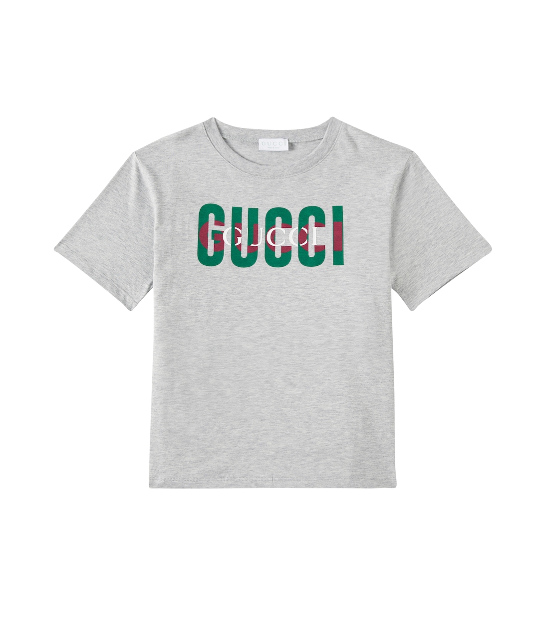 

Футболка из хлопкового джерси с логотипом Gucci Kids, Light Grey Mel/Mc