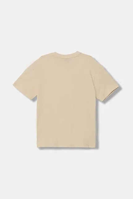 Футболка детская из хлопка с эластаном EA7 Emporio Armani, бежевый — фото 2