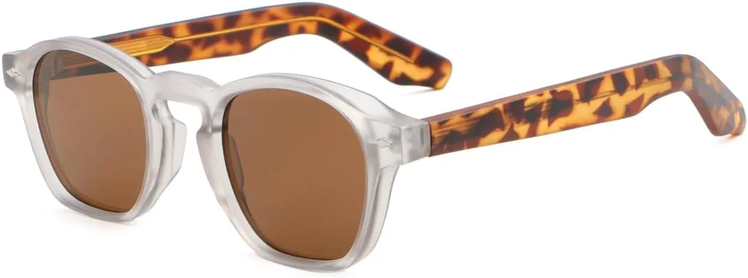 

Модные круглые солнцезащитные очки для мужчин и женщин, оправа CP, ацетатные дужки, защита от УФ-излучения UV400, квадратная форма LIGOES, Clear Leopard Brown