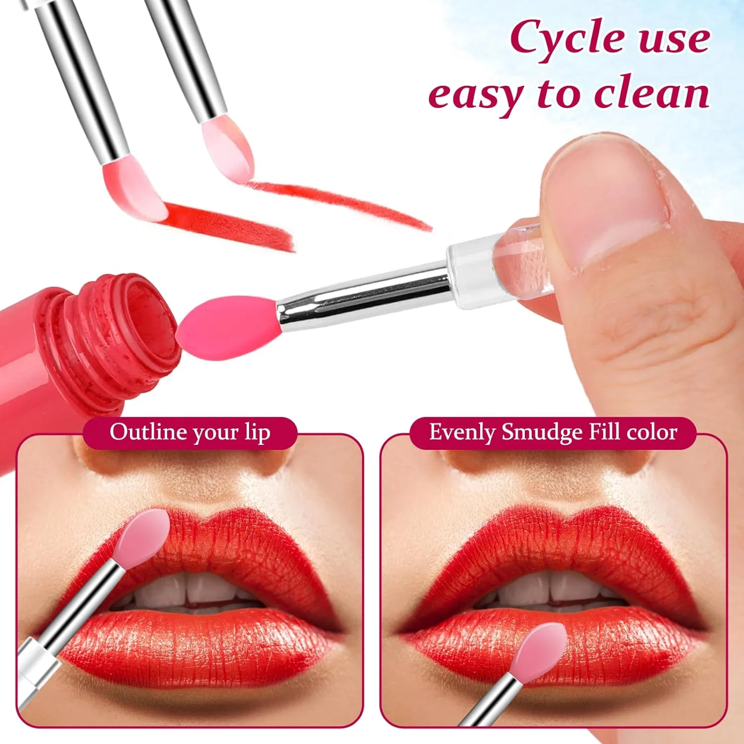 Набор силиконовых кистей для губ Mozeat Lens, 10 шт — фото 4