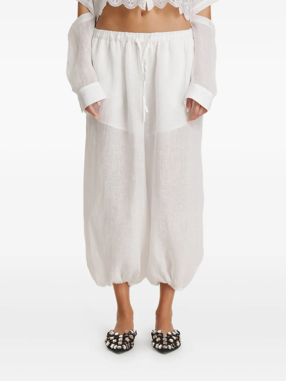 

Блузка с кружевной отделкой Pnk, белый