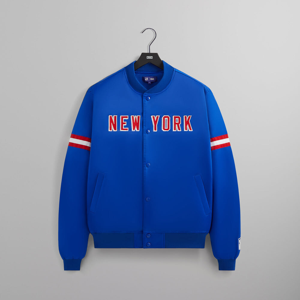 

Куртка Kith for the New York Rangers Satin Bomber Jacket, цвет Cyclone