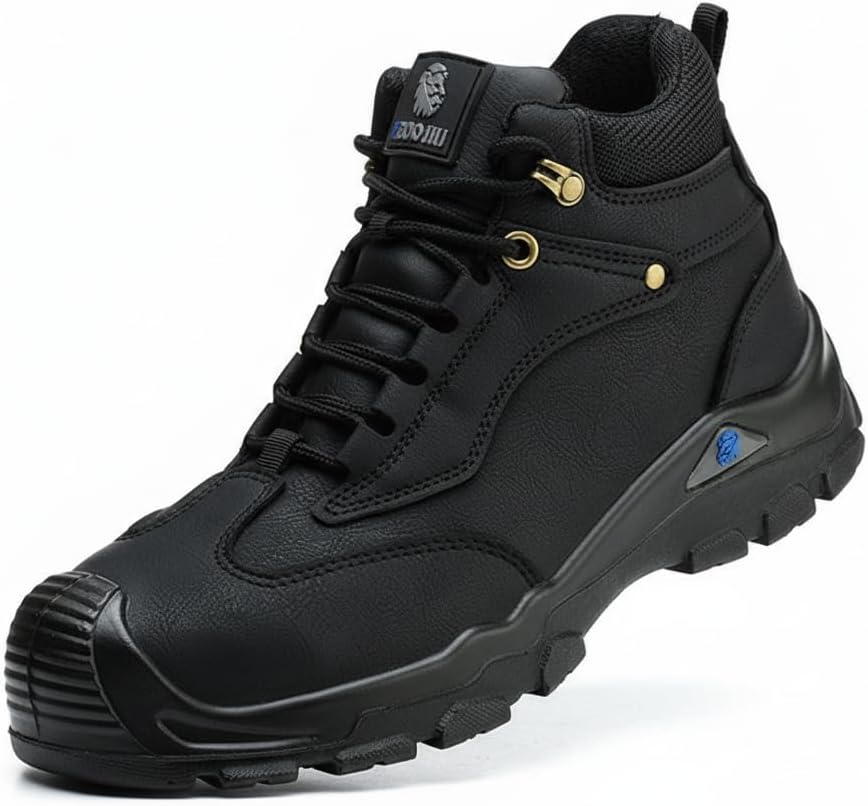 

Мужские легкие туфли FLOWERGIRR с стальным носком, проколоустойчивые защитные кроссовки, обувь для промышленного строительства из синтетической кожи, черные