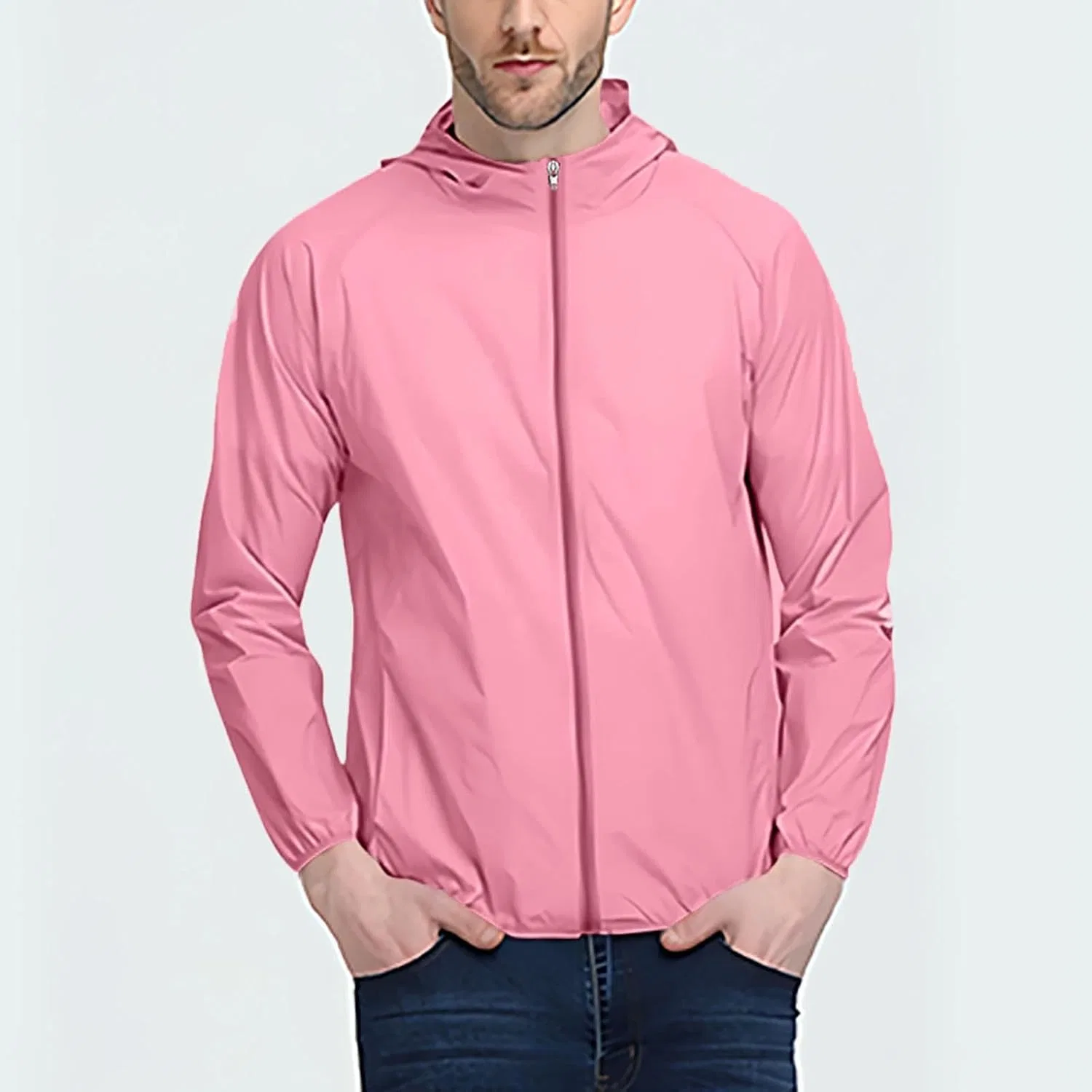 Мужская куртка с капюшоном UPF 50+, UV-защита, быстросохнущая, Pink — фото 2