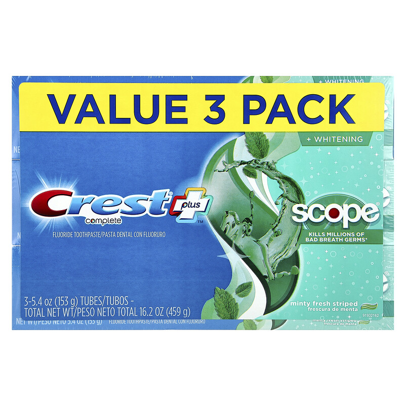 Зубная паста Crest Complete Plus Scope + Whitening, мятная свежесть, 3 упаковки по 153 г — фото 2
