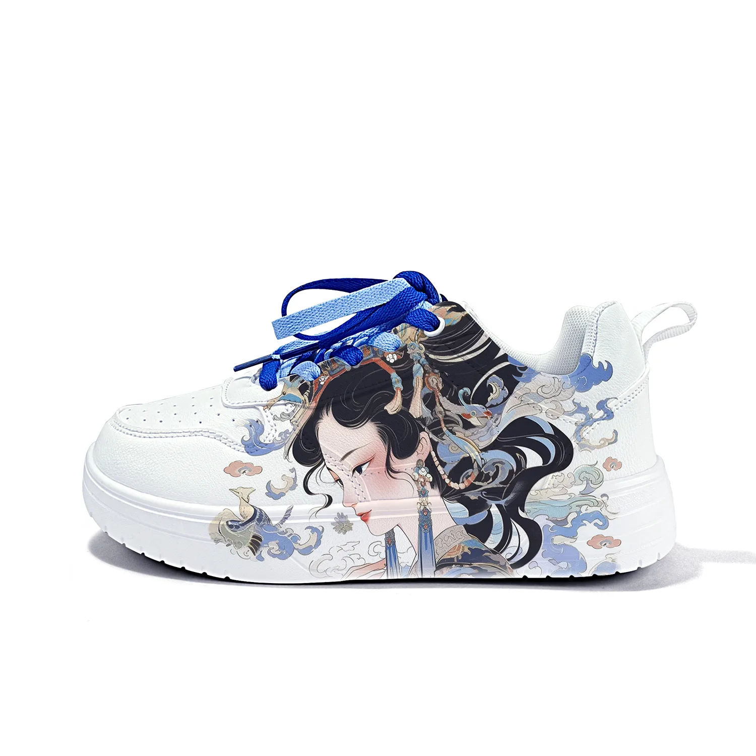 Легкие дышащие скейтерские кеды из искусственной кожи унисекс ZUOLENGCHAN, White-Dunhuang Traditional Chinese Style Girlish-ZLA1065D