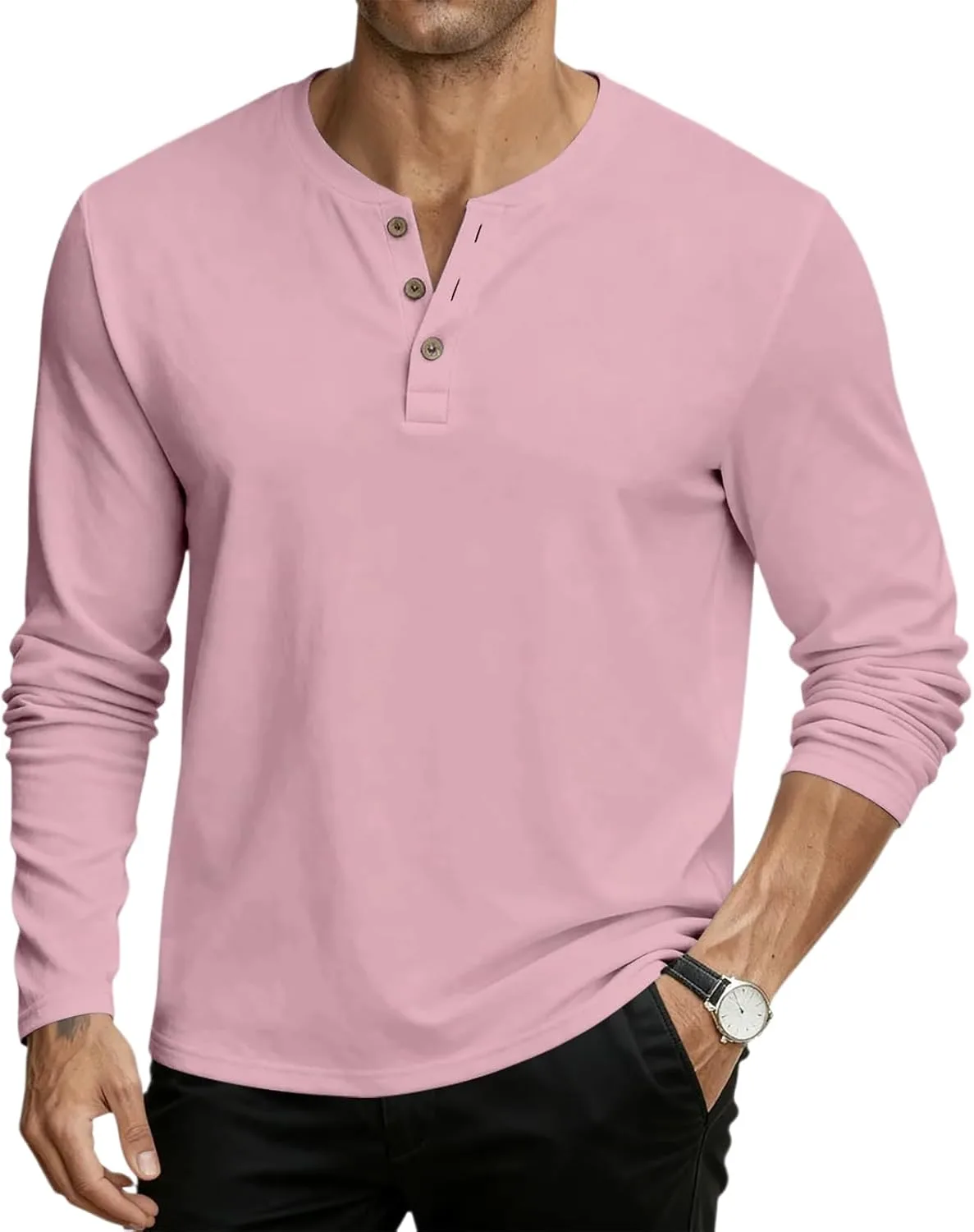 

Мужская рубашка с длинным рукавом Henley AAZJSS