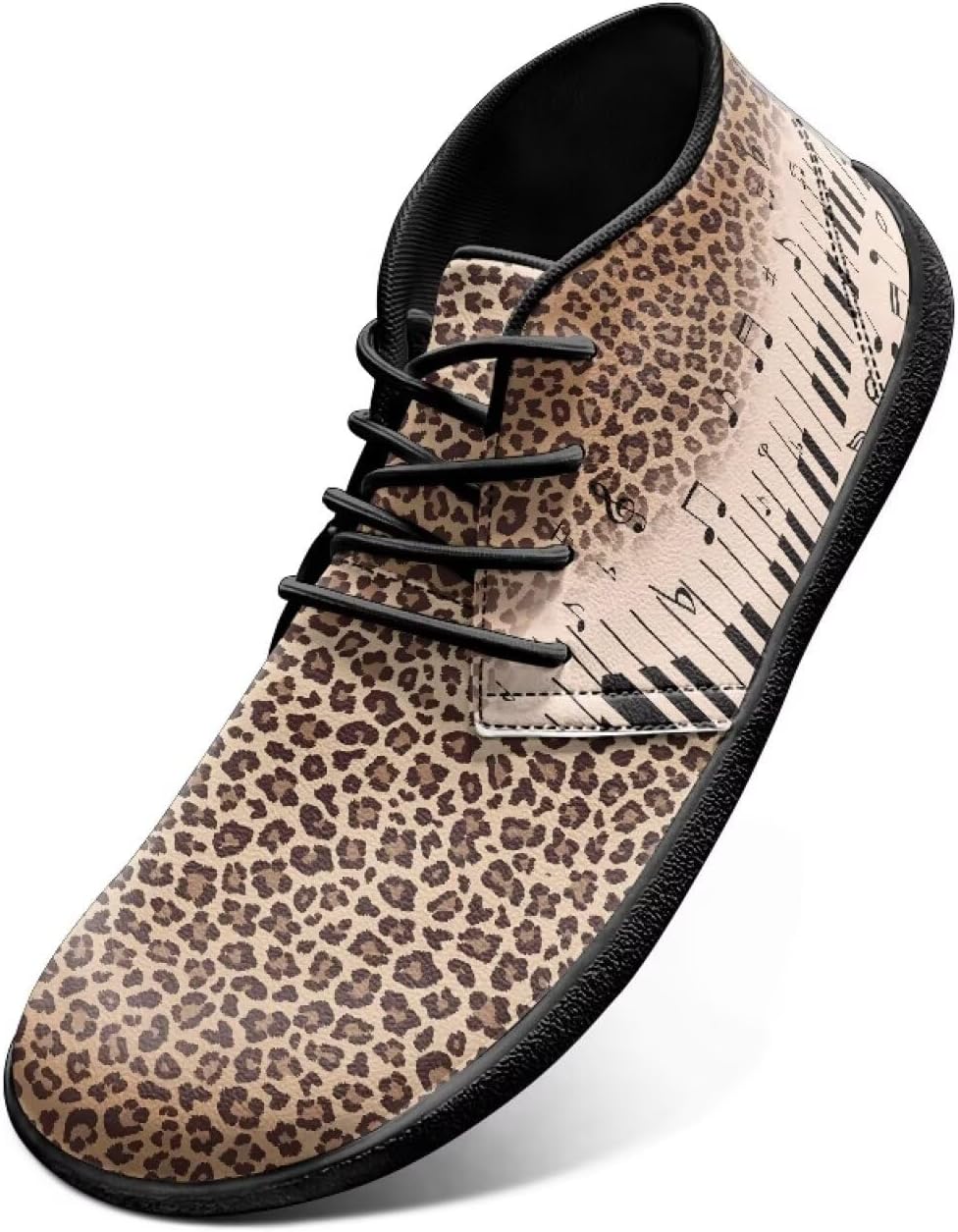 

Кроссовки для женщин и мужчин, водонепроницаемые кожаные туфли с широкой носочной частью для женщин Yreiwoby, Leopard Print Piano