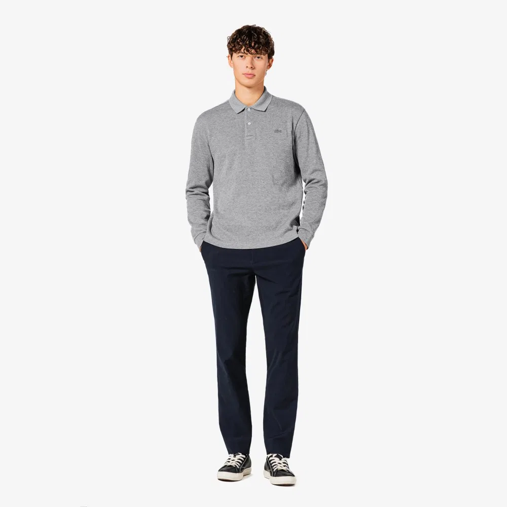 Мужские хлопковые брюки Lacoste High-Density Stretch, тёмно-синие