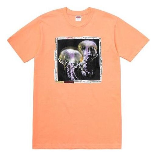 

Футболка ss18 jellyfish tee peach printing short sleeve pink Supreme, розовый