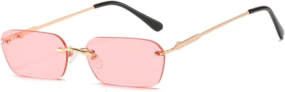 

Солнцезащитные очки без оправы прямоугольной формы для женщин и мужчин, модные очки для вождения, цвет чайного дерева, летние аксессуары, маленькие очки KTUCN, Gold Pink