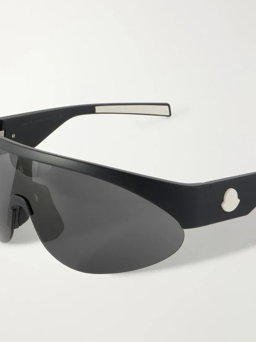 Круглые резиновые солнцезащитные очки Moncler Eyewear, черный — фото 4