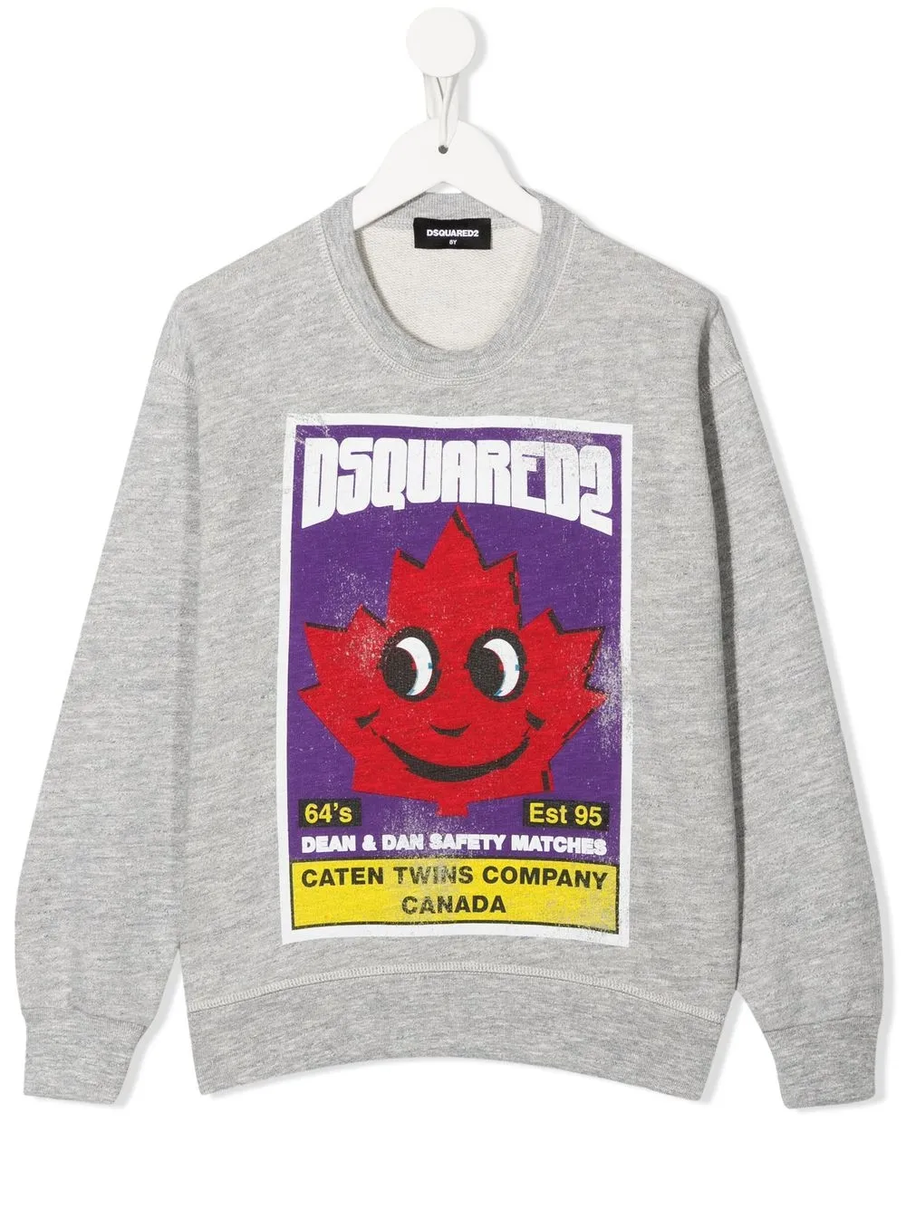 

Меланжевая толстовка с графичным принтом DSQUARED2 KIDS, серый