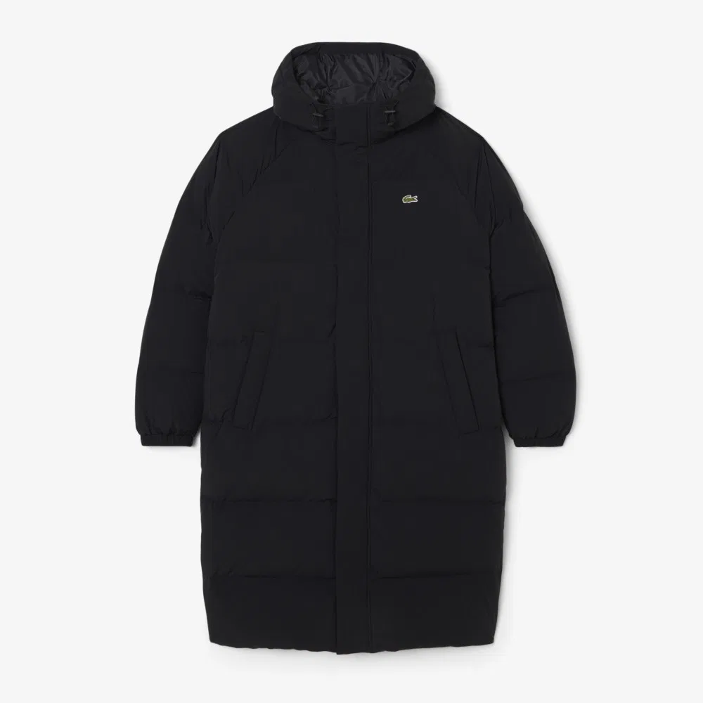Мужской длинный пуховик чёрного цвета от Lacoste — фото 4
