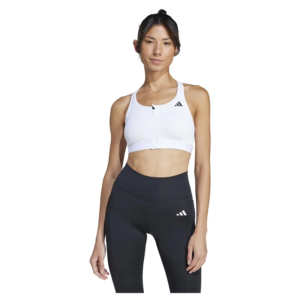 

Спортивный бюстгальтер adidas Powerreact Zip Medium Impact Sports Bra, белый