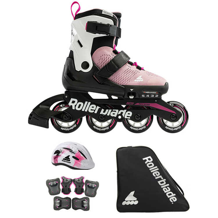 

RollerBlade Детские роликовые коньки с регулируемым размером, Inline Skates, Pink/white (Premium Set A), размер L (36.5-40.5 см)/(23-26 см)