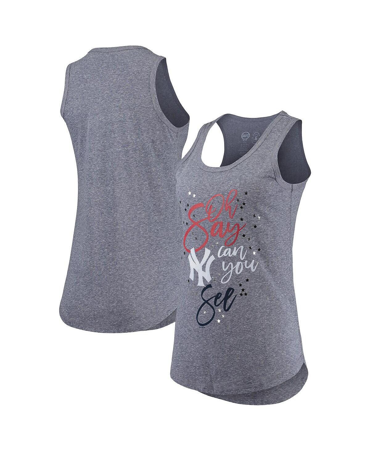 

Женская темно-синяя майка New York Yankees Americana Tri-Blend Racerback Touch, темно-синий