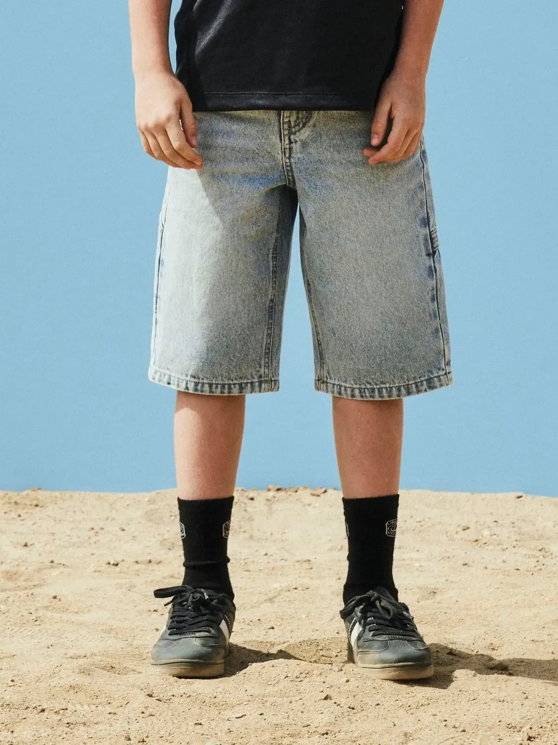 Шорты джинсовые бермуды, Name it, light blue bleached denim