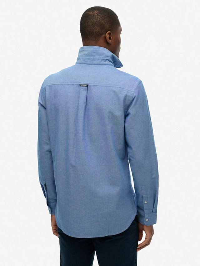 Классическая оксфордская рубашка с длинными рукавами Superdry, Azure Blue Chambray — фото 2