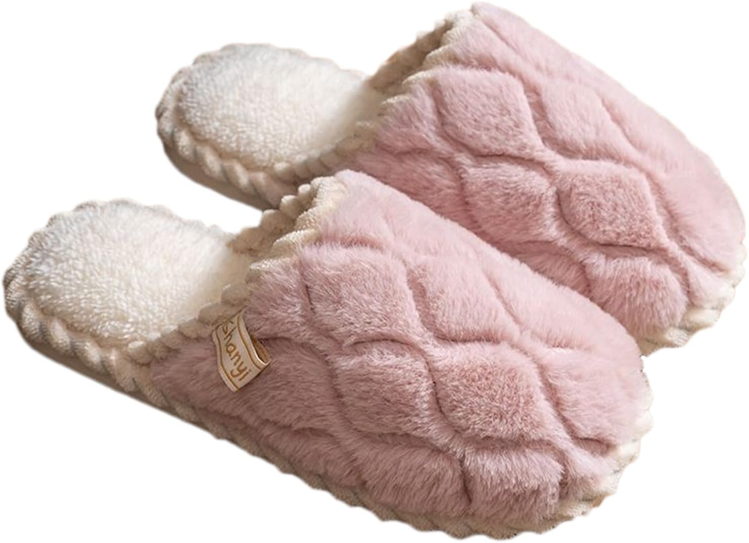 

Домашние тапочки Mergrub Fuzzy для женщин и мужчин, с эффектом памяти, теплые, уютные, плюшевые, для спальни, мягкие, на молнии, для дома и улицы, розовый