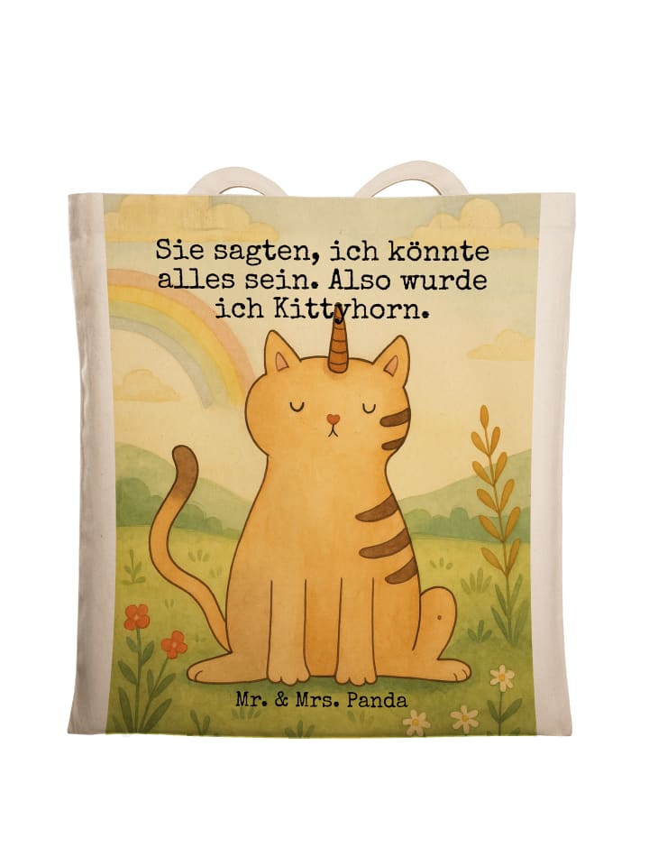 

Mr. & Mrs. Panda Сумка с изображением единорога и кошки и надписью белого цвета