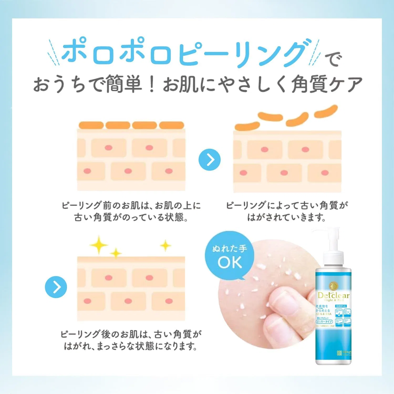 Скраб-желе пилинг DET Clear Bright & Peel Peeling Jelly, 180 мл, без отдушки — фото 4