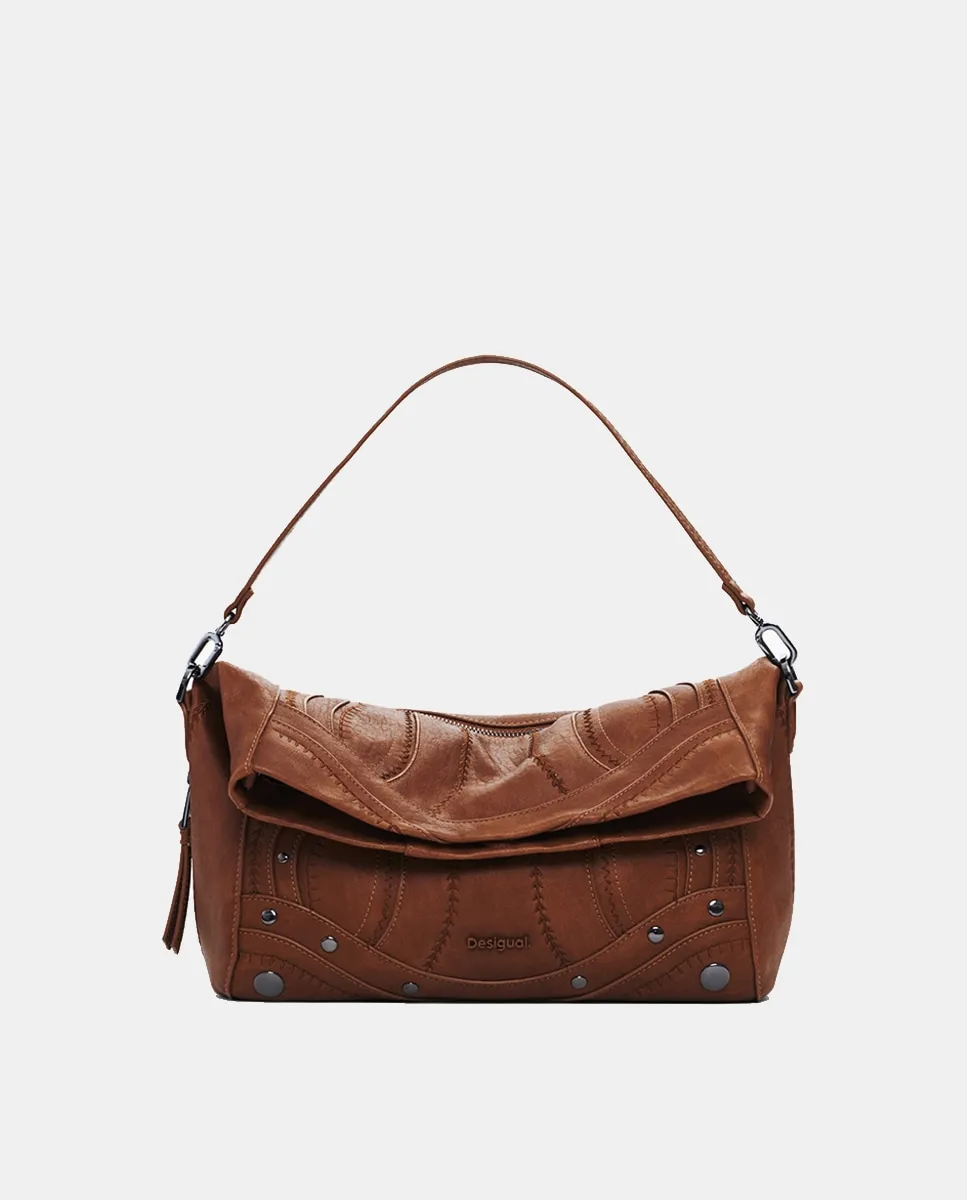 

Сумка с эффектом кожи, средних размеров, с вышивкой Desigual, песочный