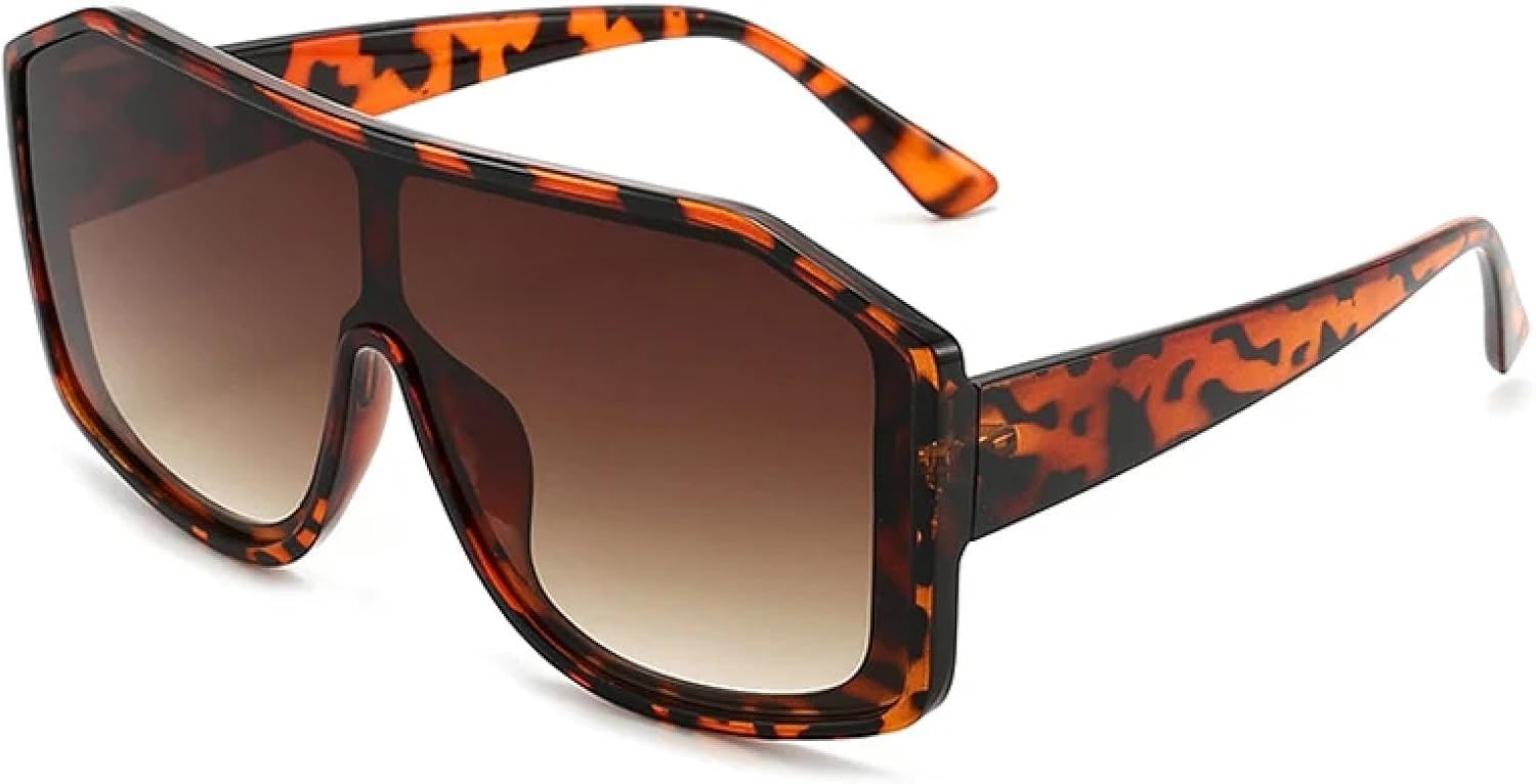 

Винтажные солнцезащитные очки большого размера с цельной оправой для женщин и мужчин, роскошные очки унисекс с защитой от УФ-излучения UV400 TKKTLLT, Leopard Gradient Tea