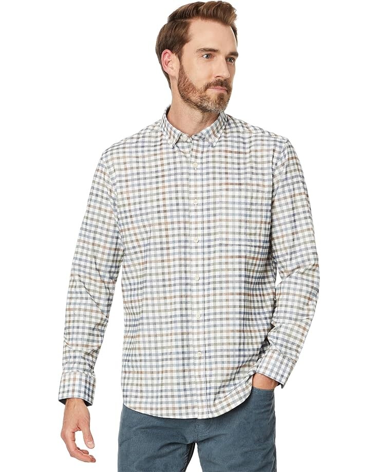 

Рубашка Johnston & Murphy Corduroy Shirt, цвет Ivory Plaid