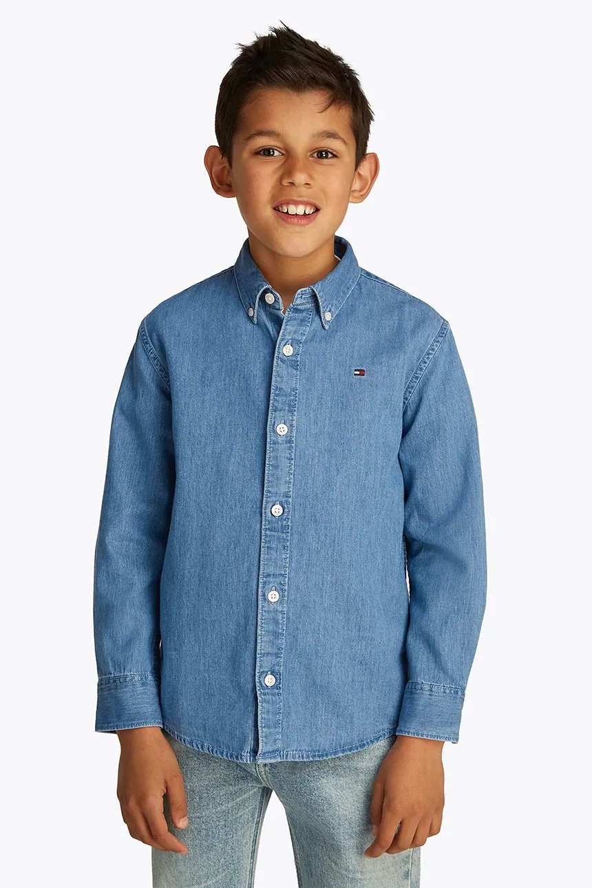 

Хлопковая рубашка для детей Tommy Hilfiger, синий