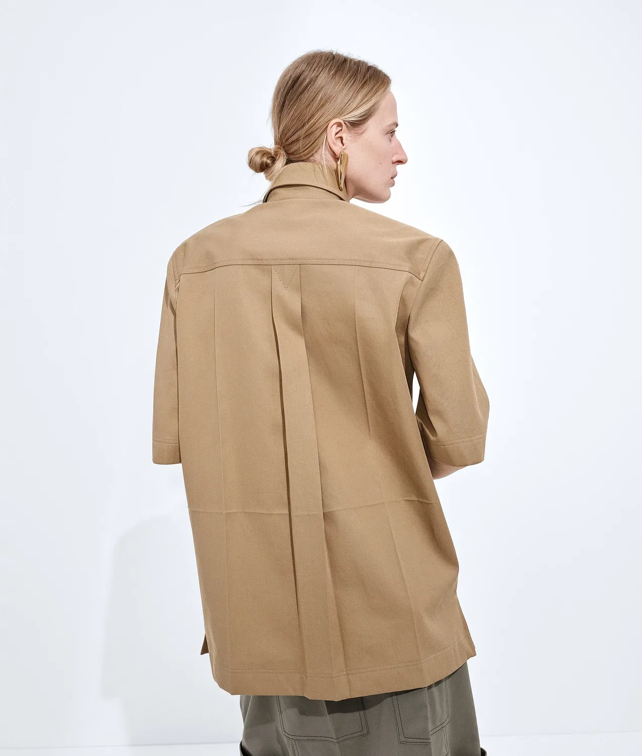 Рубашка из хлопкового твила BOTTEGA VENETA, коричневый — фото 3