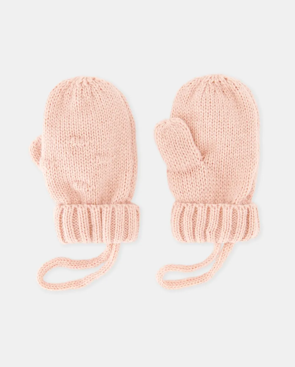 

Варежки для младенца, связаны узором «рис» Baby El Corte Inglés, розовый