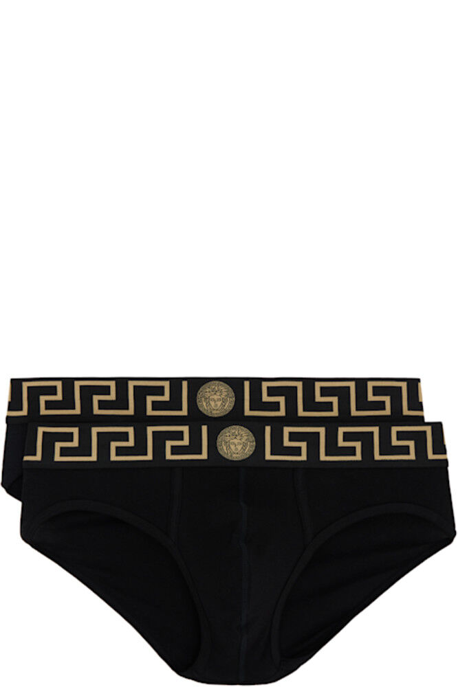 

Двойная упаковка черных трусов Greca Border Versace Underwear