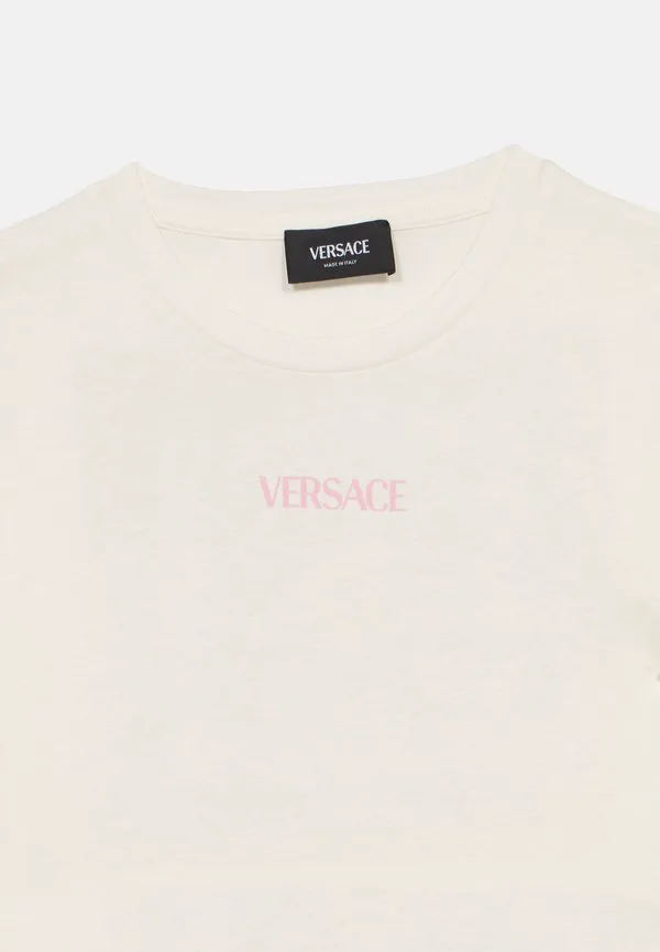 Футболка унисекс с принтом logo barocco ramadan Versace, Bianco/Giallo/Rosa — фото 3