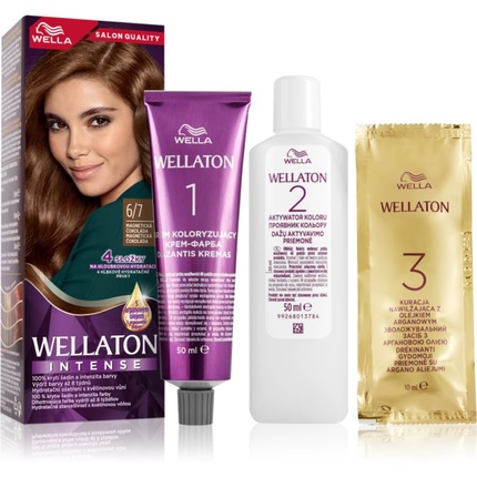 

Wella Интенсивная стойкая краска для волос Wellaton с аргановым маслом 6/7 Магнитный шоколад - 1 шт.