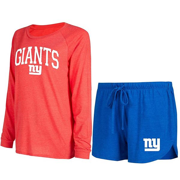 

Женский спортивный сет concepts sport royal/red new york giants с длинным рукавом и шортами Unbranded