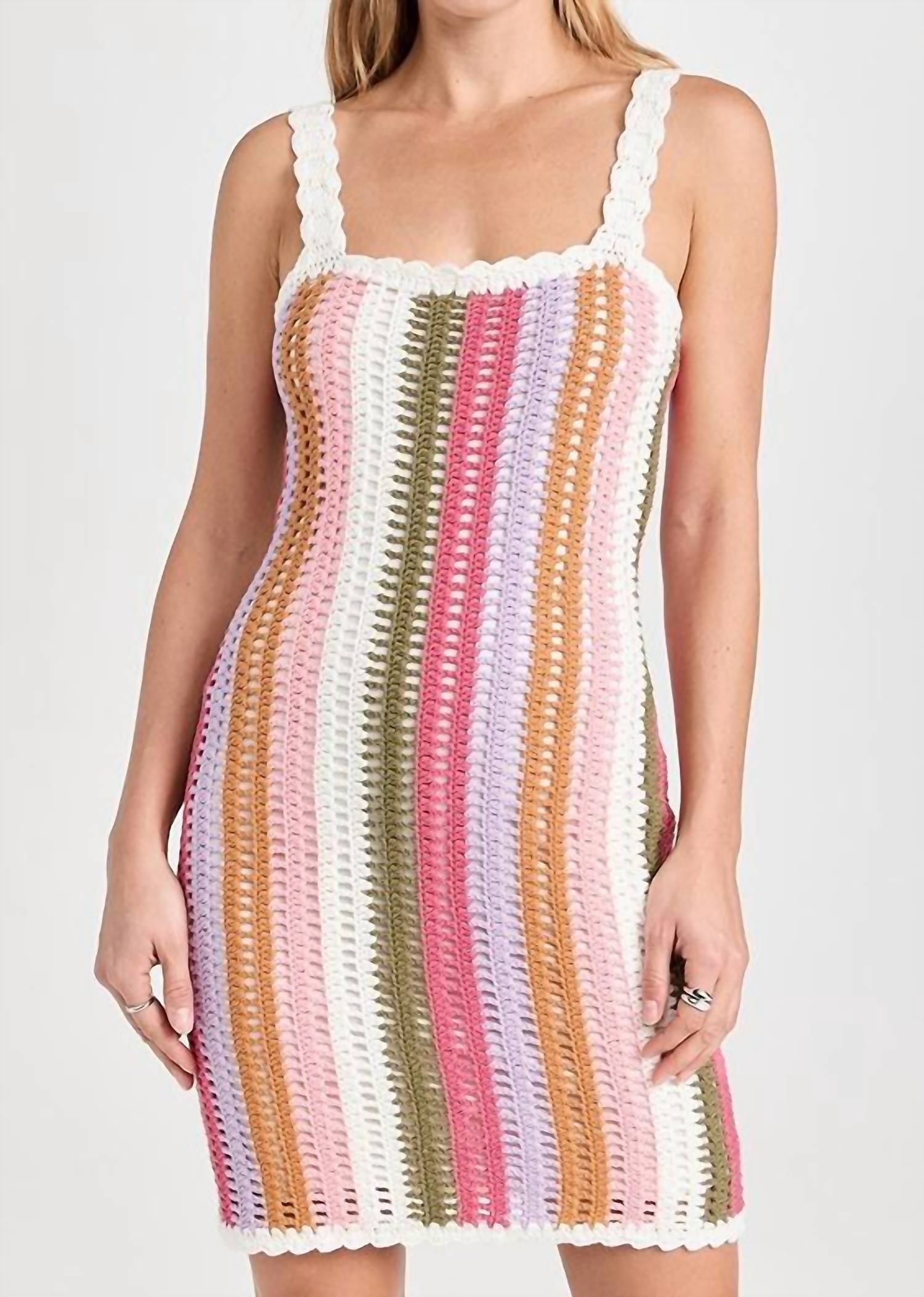 

Мини-платье Lito Crochet в разноцветную полоску MINKPINK, цвет multi stripe