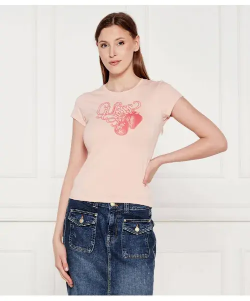 

Футболка с клубникой Slim fit Guess Jeans, розовый