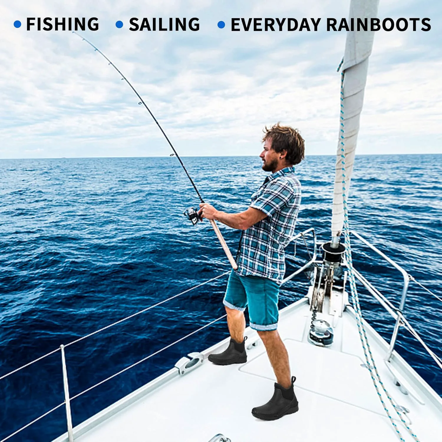 

Мужские водонепроницаемые нейлоновые ботинки DKSUKO, прочные утепленные резиновые ботинки на молнии, уличная обувь для дождя, противоскользящие сапоги от грязи, черный