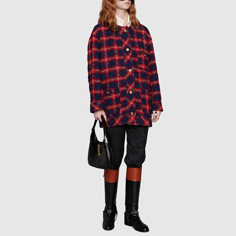 Куртка женская Gucci, оригинальный дизайн, фиолетовый / черный — фото 2