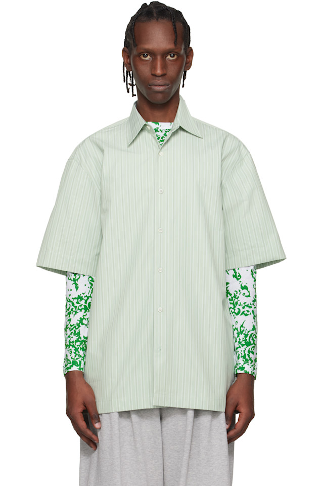 

Dries Van Noten Зеленая полосатая рубашка