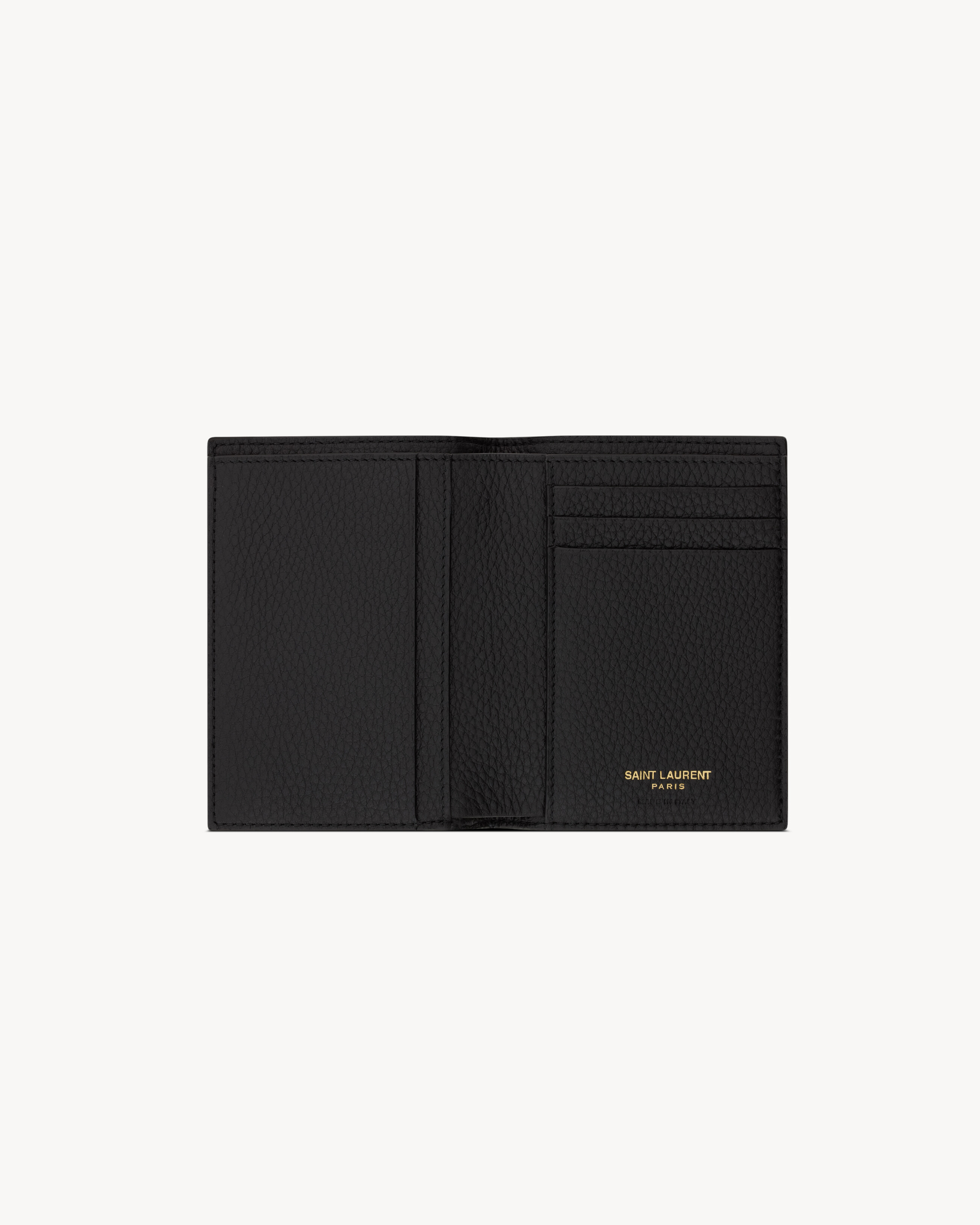 Кошелек для кредитных карт TINY CASSANDRE из зернистой кожи Saint Laurent, черный — фото 3