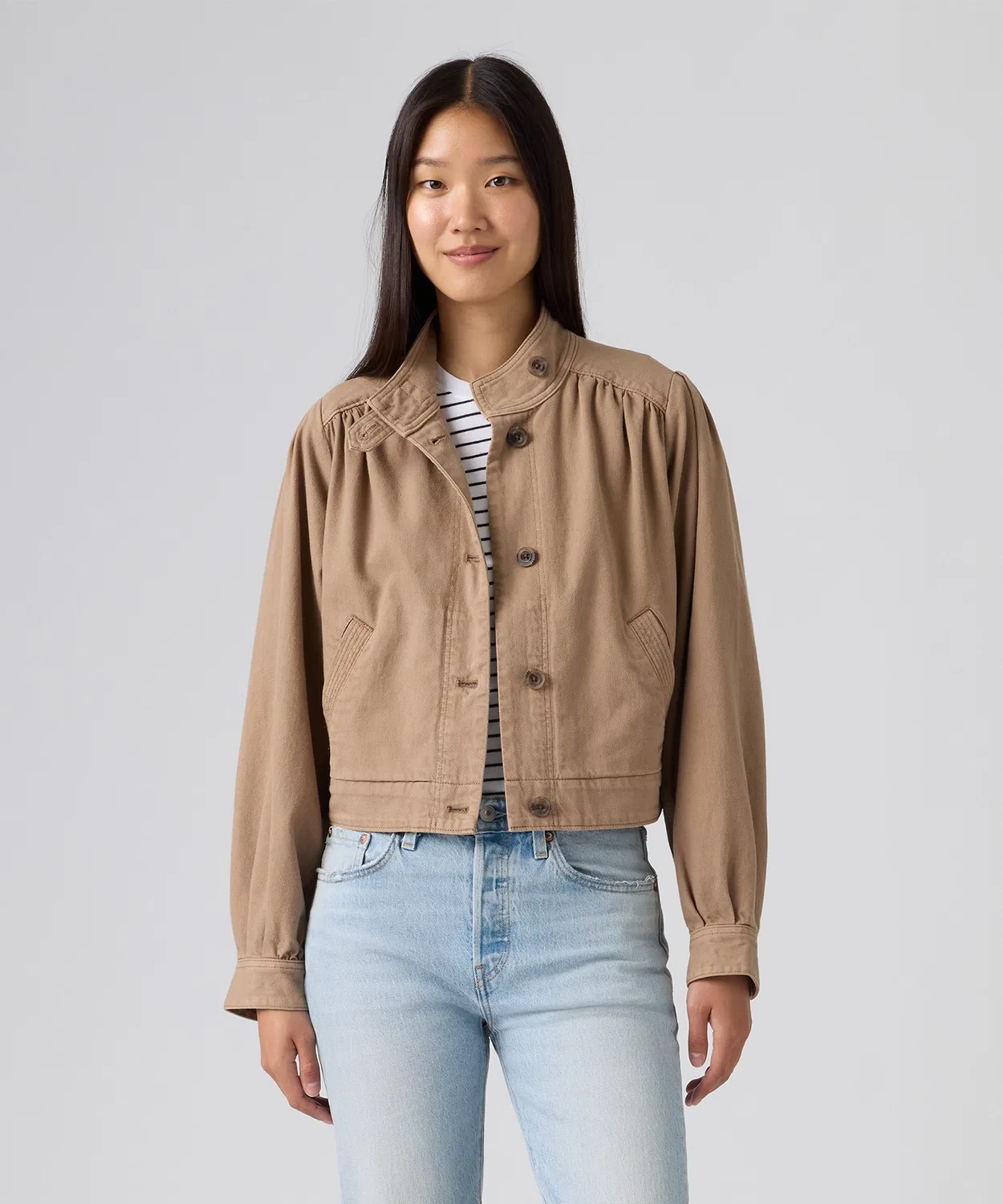 Куртка-парка Levi's Pretty Short Coat, хлопок, коричневый