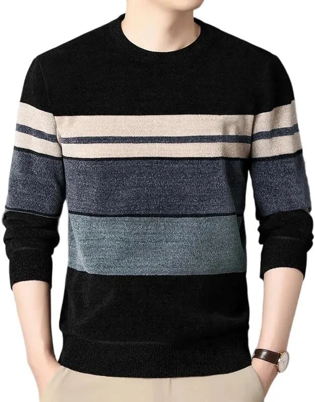 

Мужской вязаный пуловер с круглым вырезом