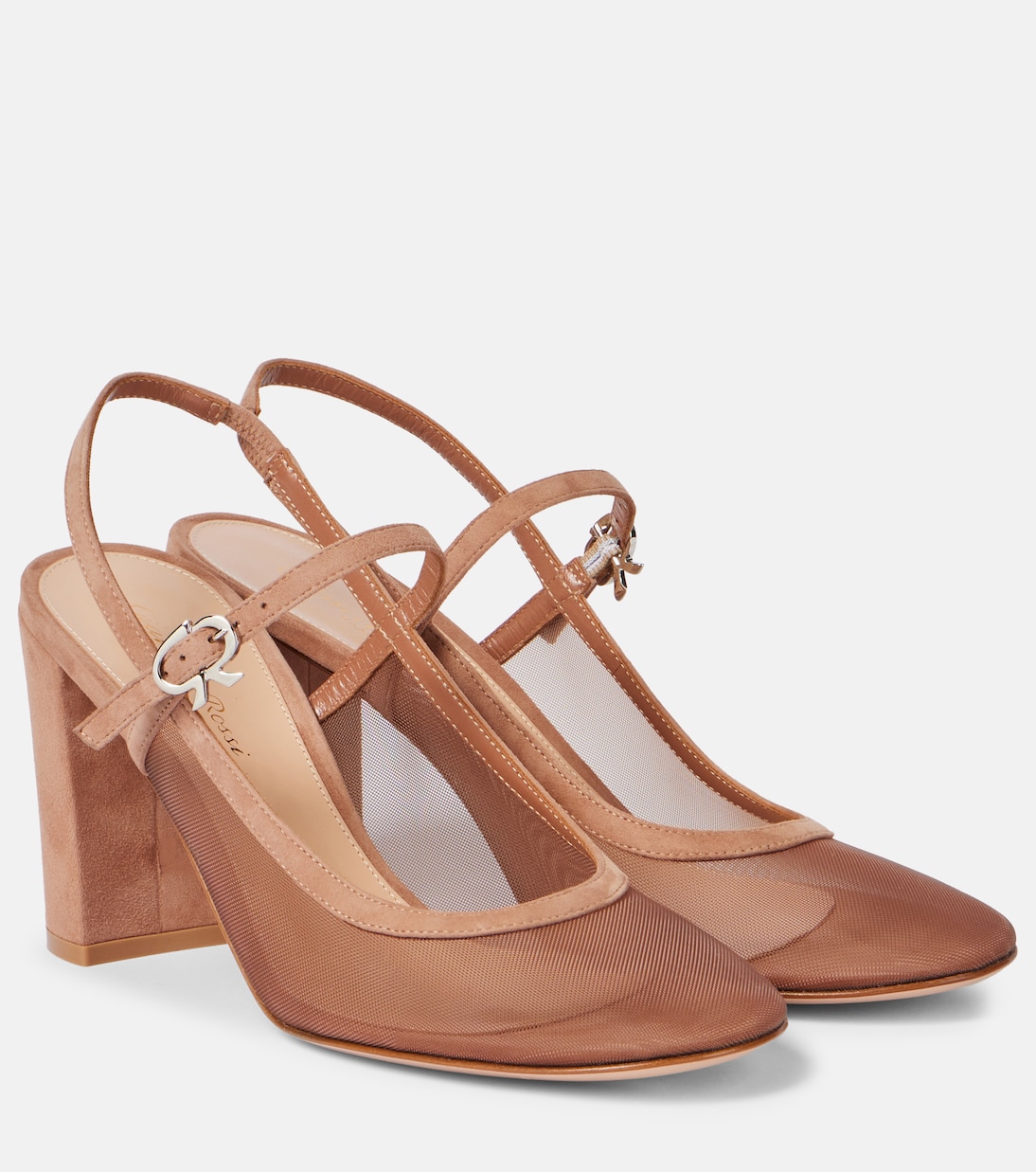 Франсуаза 55 туфли-лодочки с ремешком и замшевой отделкой Gianvito Rossi, Praline+Praline