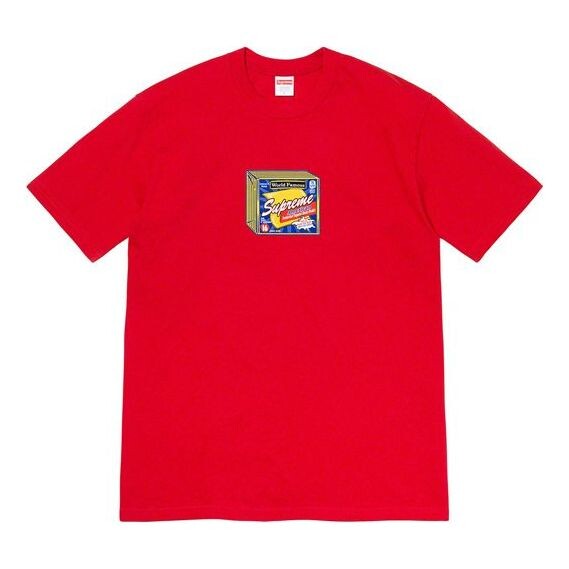 

Футболка fw19 week 7 cheese tee printing short sleeve red Supreme, красный
