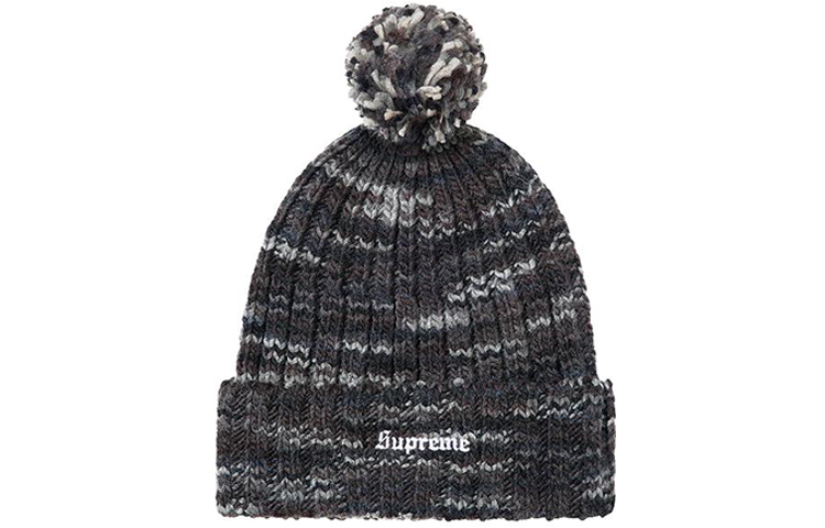 

Supreme Акриловая вязаная шапка унисекс разноцветная черно-серая, Black Gray